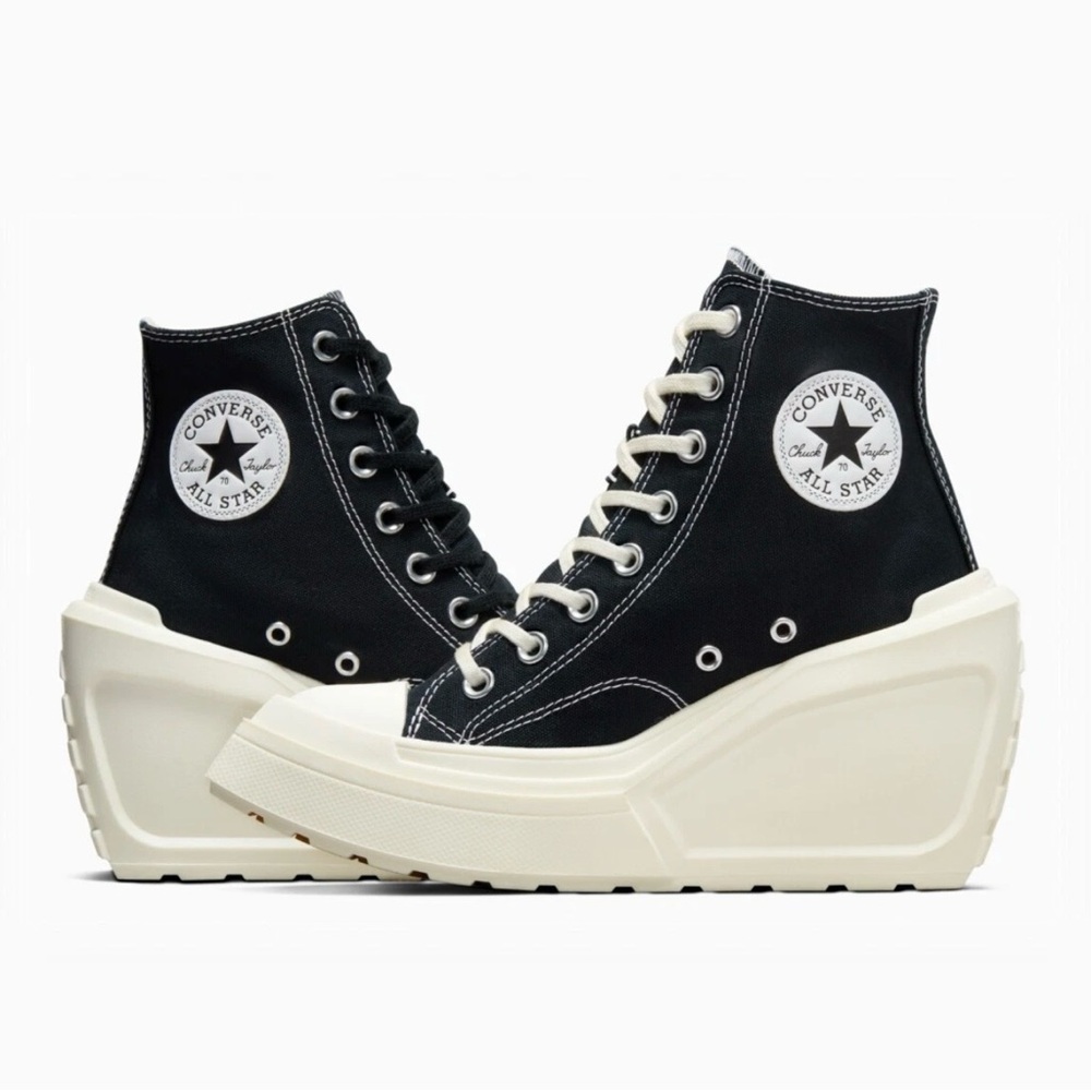 New CONVERSE CHUCK 70 DE LUXE WEDGE A06478C BLACK Sz 5.5